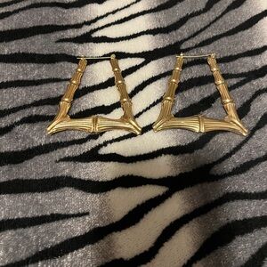 Gold Bamboo Hoop Earrings